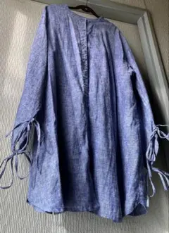 定価8250円新品未使用タグ付SM2麻チュニックブラウス長袖シャツゆったり青