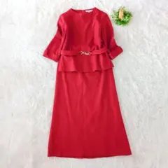YUKI TORII セットアップロングスカート 赤　ウール M　大人上品 11