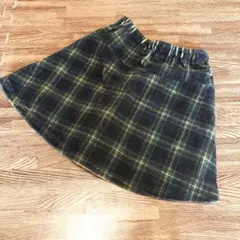 チェック柄コーデュロイスカートスラップスリップ　中ポケット付きキュロット