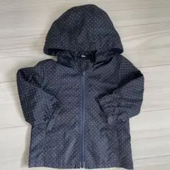 【90cm】無印良品ネイビー ドット柄 フード付きジャケット