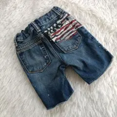 GAP デニム ハーフパンツ ダメージ ペイント アメリカ 90 アジャスター