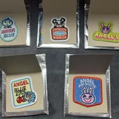 エンジェルブルー　刺繍ステッカー　5枚セット　シール　平成レトロ