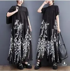 セール大きいサイズ レディース 春 夏 ロング　ワンピース　新品 半袖　秋