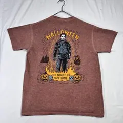 【HALLOWEEN】ハロウィン殺人鬼ブギーマン　ブラウン系杢調Tシャツ