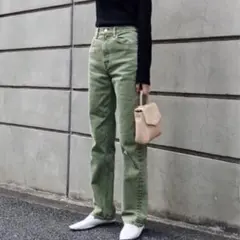 moussy♢プレーンジーンズカラーストレート27インチ グリーン