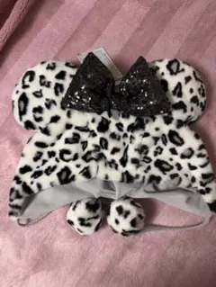 ミニー　ファンキャップ　ヒョウ柄　レオパード　ホワイト