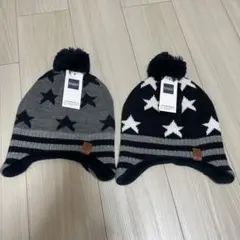 NOABAT ニット帽 2点セット 星柄 ポンポン付きのサムネイル