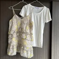natural couture アイボリーＴシャツ＆花柄チュニック　Mのサムネイル
