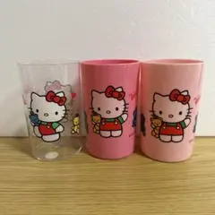 ハローキティ透明プラスチックコップ3個セット 平成レトロ　ビンテージ　年代物