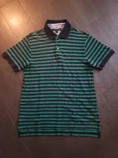 ● TOMMY HILFIGER ボーダー ポロシャツ グリーン×ブラック