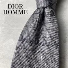 美品 DIOR HOMME Dior柄 トロッター柄 ネクタイ グレー シルバー