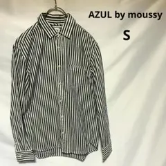 【アズールバイマウジー】長袖シャツ (Ｓ) ストライプ グレー 白 カジュアル