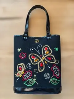 ANNA SUI アナスイ 蝶モチーフ レザー ハンドバッグ ブラック - メルカリ
