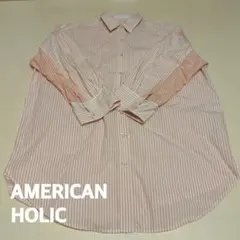 AMERICAN HOLIC ピンクストライプ長袖シャツ M