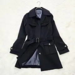 カシミヤ100%着丈85黒