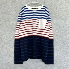 WELL MADE M&S ボーダー 長袖Tシャツ カットソー 胸ポケット