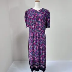 花柄 フラワープリント ペイズリー柄 プリーツ ！ロング ワンピース Y796