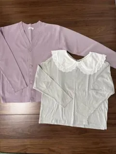 アプレレクール 襟付き長袖カットソー ペアマノン 長袖カーディガン 140