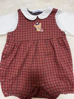 familiar チェック柄ロンパース 70