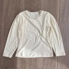 新品未使用*クリーム色 長袖シャツ レース付き 微起毛