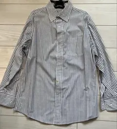 【美品】FOUND GOOD 長袖ワイシャツ ストライプ グレー Ｌ