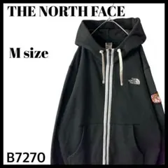 古着 ザノースフェイス ジップアップ パーカー フードロゴ刺繍 ブラック 黒 M