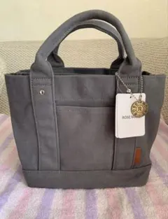 ミニトートバッグ 帆布　小さめトートバッグ　キャンバス 3仕切り ダークグレー