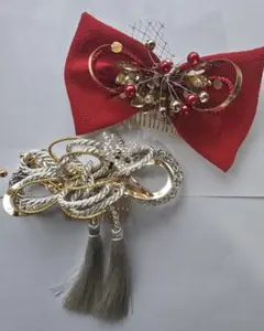 和装 髪飾り 2点セット 赤 金 銀 水引 振袖 卒業式 袴 成人式