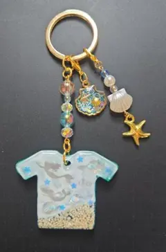 海デザインキーホルダー（取り外しできるチャーム付）♥