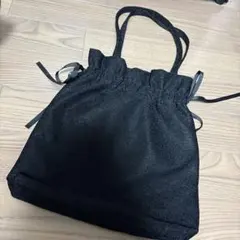 grove 完売　新品未使用　サイドリボンブラックグリッター巾着トートバッグ
