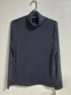 新品未使用 シースルー カットソー ラメ タートルネック ネイビー タグ付き