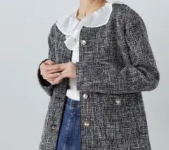 25SS N.naturalbeautybasicパイピングノーカラーツイード