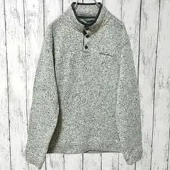 エディーバウアー EBハーフスナップ 柄物 フリースジャケット 古着 M グレー