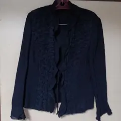 レディースフリル付き黒ジャケット　フォーマルブラック