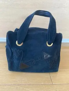 HANAE MORI ハンドバッグ スエード ブラック