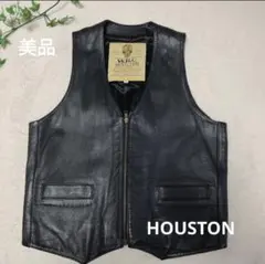 あ*ん様 美品 HOUSTON / ヒューストン　カウレザーベスト牛革ミリタリーのサムネイル