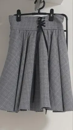 イング　INGNI レ一スアップタックギャザーフレアスカ一トグレ一チェック量産型