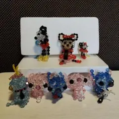 ミッキー ミニー スティッチ ビーズボールチェーンストラップ8点まとめ売り