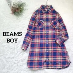 ビームスボーイ　シャツワンピース チェック柄　古着女子　フランネル　Mサイズ