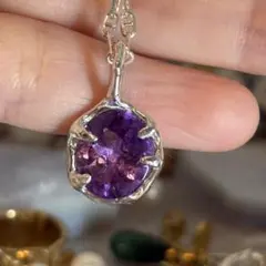 ハンドメイド　シルバー925 シルバーチャーム　ペンダント　アメジストのサムネイル