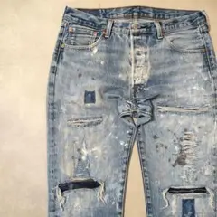 ビンテージ リーバイス 501 グランジデニム パッチワーク ダメージ w35 ビンテージ リーバイス 501 グランジデニム ダメージ パッチワーク W35