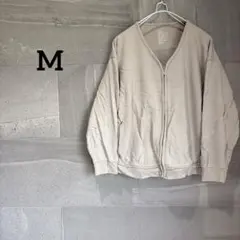 ジップアップジャケット 【M-L】 ベージュ シンプル 上着 スウェット