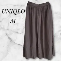 ユニクロ　ギャザースカート　ロング丈　柔らか素材　M　グレー