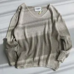 【手仕上げクリーニング済】ドゥーズィエムクラス シルクリネンVネックニット