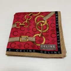 CELINE レッド ハンカチ チェーンデザイン