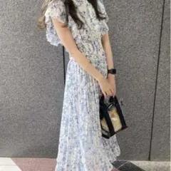 2WAY花柄プリーツワンピース