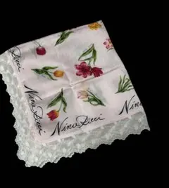 新品　NINA RICCI ニナリッチ ハンカチ チューリップ柄 レース ピンク