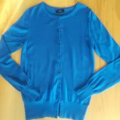 SHIPS 青 ボタン付き長袖カーディガン