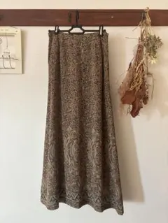 【昭和レトロ】ヴィンテージ ボヘミアン花柄フレアロングスカート