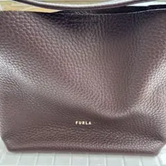 FURLA ダークブラウン レザー ショルダーバッグ
